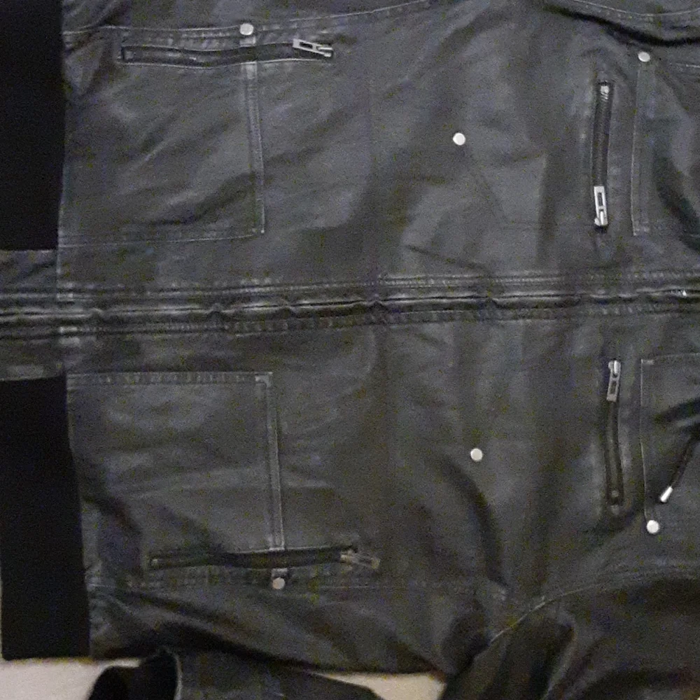Mens projek raw leather coat with cotton fleece hood - Picture 4 of 4